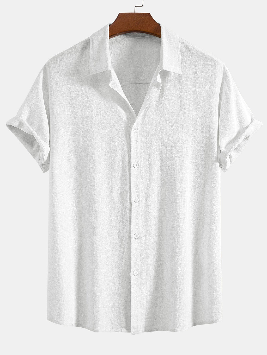 Camisa abotonada de lino y rayón blanca con cuello y botones discretos