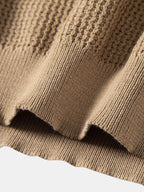 Polo de punto beige: bajo acanalado y textura de tejido