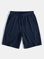 Pantalones cortos de punto azul marino con cordón y cintura elástica