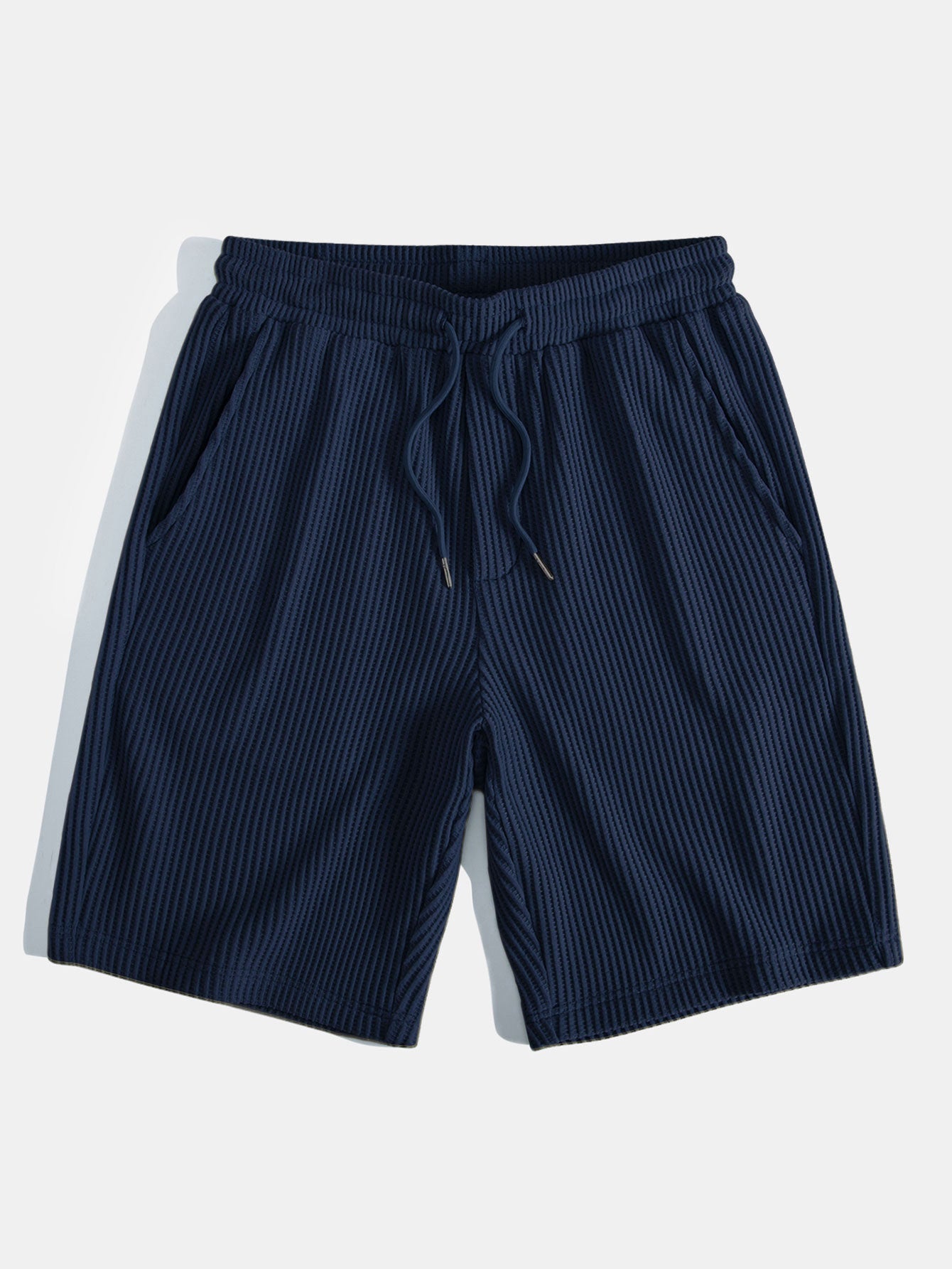 Pantalones cortos de punto azul marino con cordón y cintura elástica