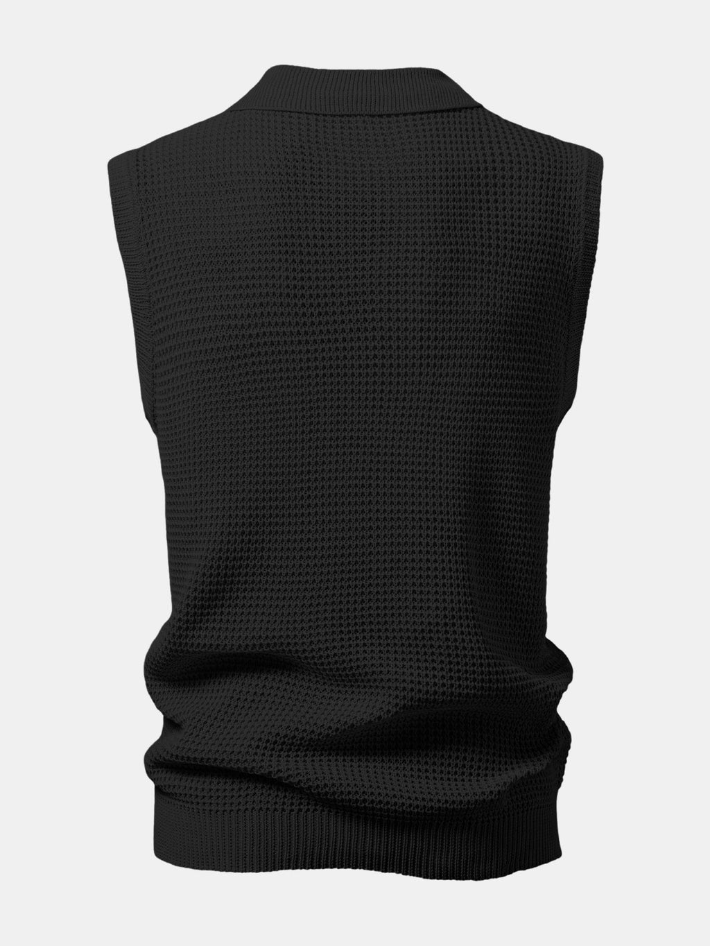Polo sin mangas negro de punto, vista trasera