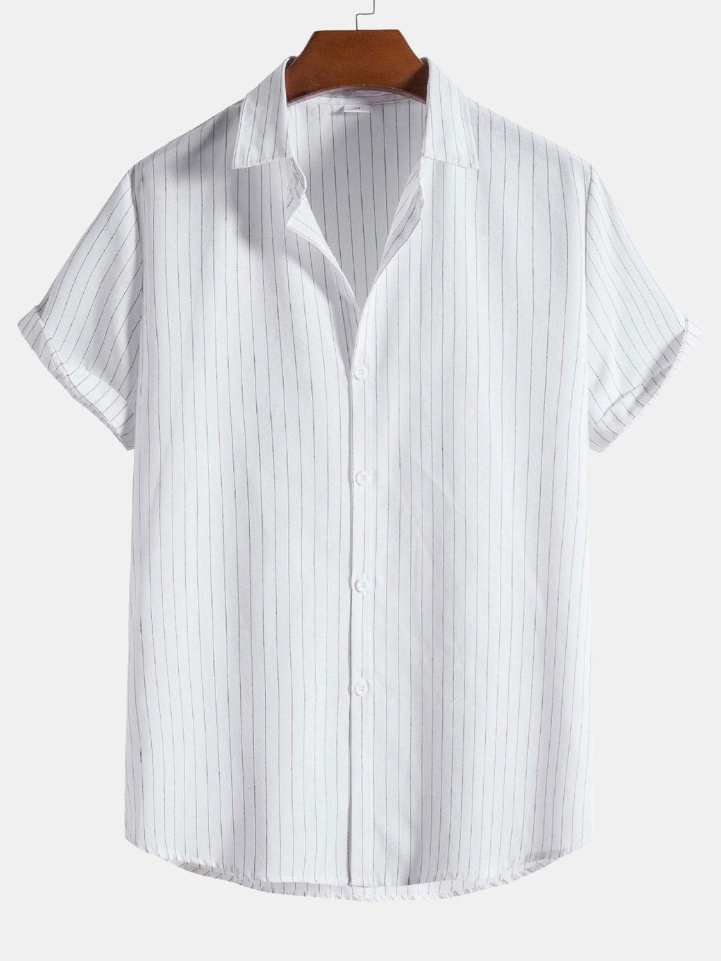 Camisa Portofino blanca con rayas verticales y botonadura frontal