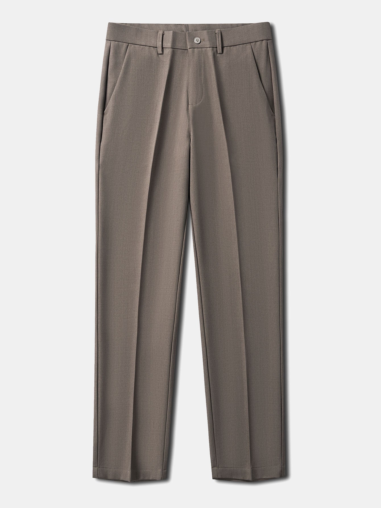 Pantalón regular esencial marrón oscuro con cinturilla y trabillas