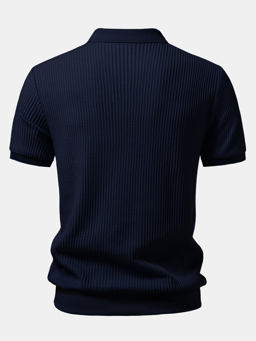 Polo de punto azul marino, vista trasera
