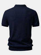 Polo de punto azul marino, vista trasera