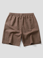 Pantalón corto marrón de algodón con cintura elástica y bolsillo trasero