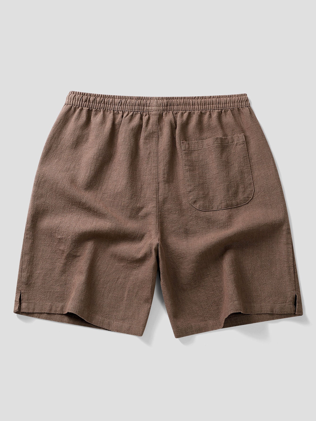 Pantalón corto marrón de algodón con cintura elástica y bolsillo trasero