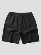 Pantalón corto negro de algodón con cintura elástica y bolsillo trasero