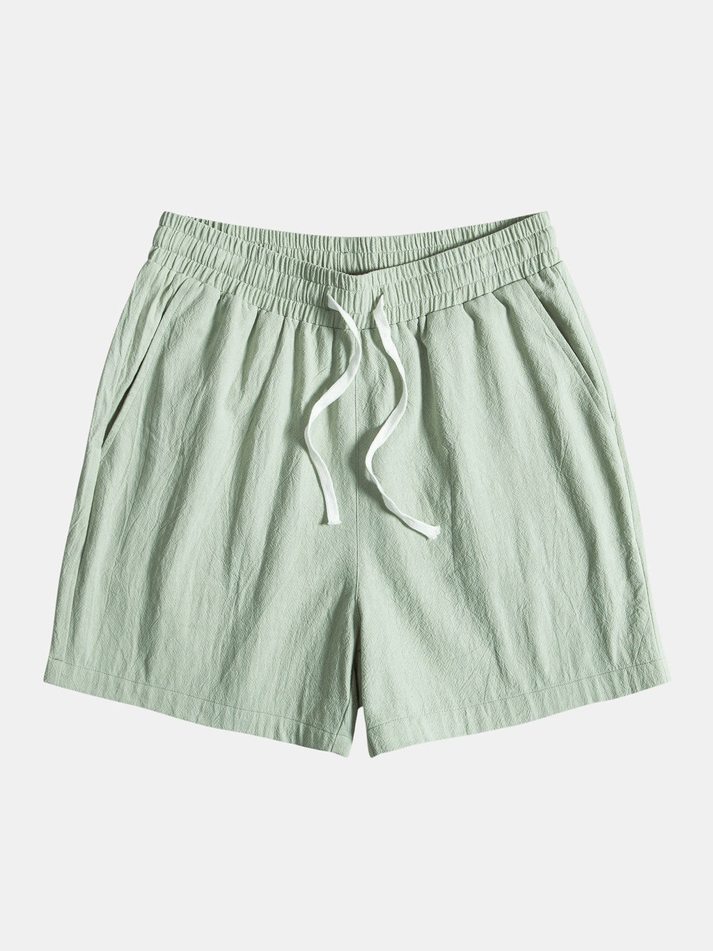 Pantalones cortos de algodón con cintura elástica y cordón, verde claro