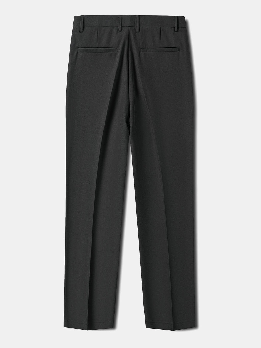 Pantalón regular esencial negro carbón, pierna recta y cierre frontal