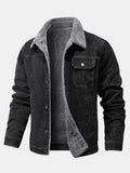 Cazadora denim Teddy Sierra de mezclilla oscura con cuello de borreguito gris