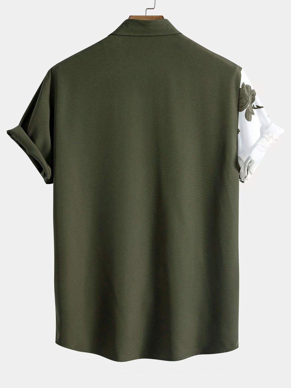 Camisa verde oscuro de manga corta con cuello y espalda lisa