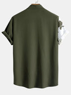 Camisa verde oscuro de manga corta con cuello y espalda lisa