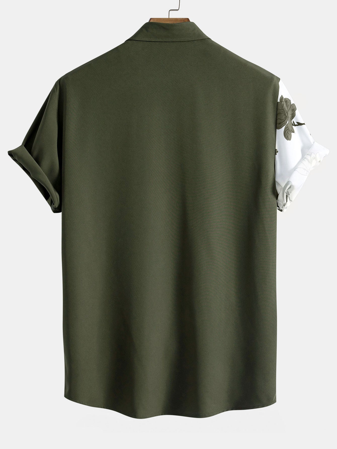 Camisa verde oscuro de manga corta con cuello y espalda lisa