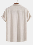 Camisa Riviera beige de manga corta, vista trasera