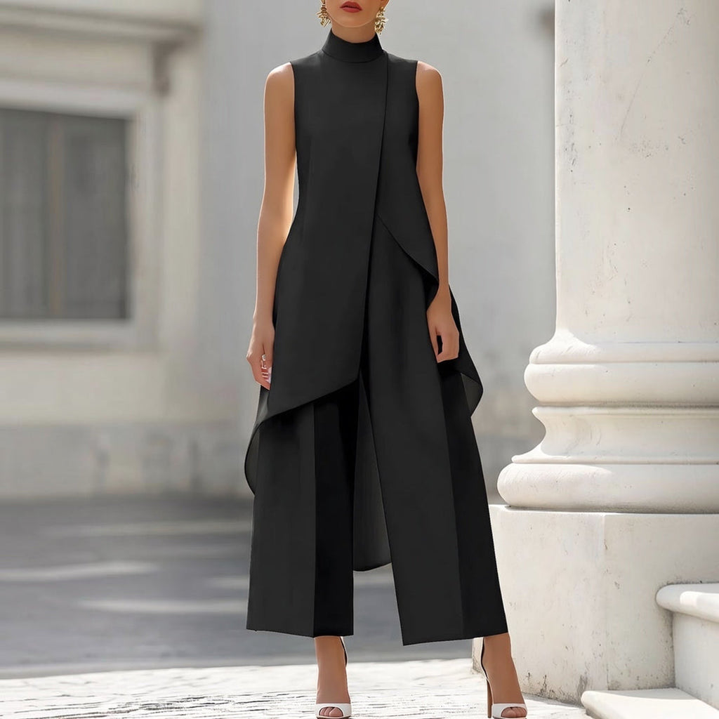 Valentina | Mono Elegante con Top de Cuello Alto Drapeado