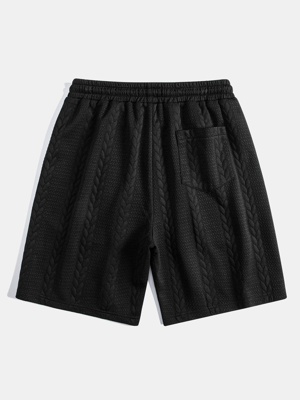 Pantalón corto Capri negro con cintura elástica, cordón y textura en relieve