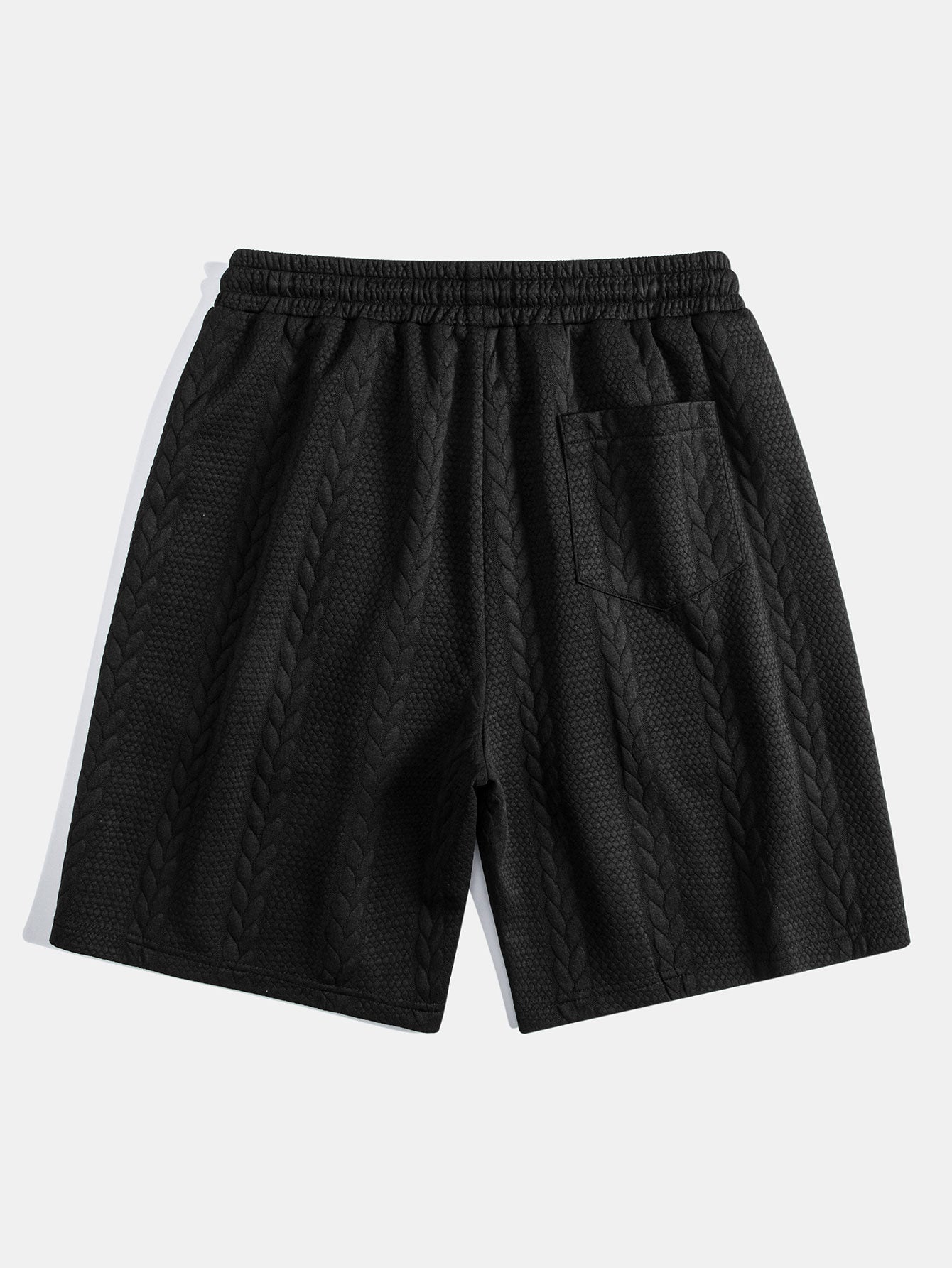 Pantalón corto Capri negro con cintura elástica, cordón y textura en relieve