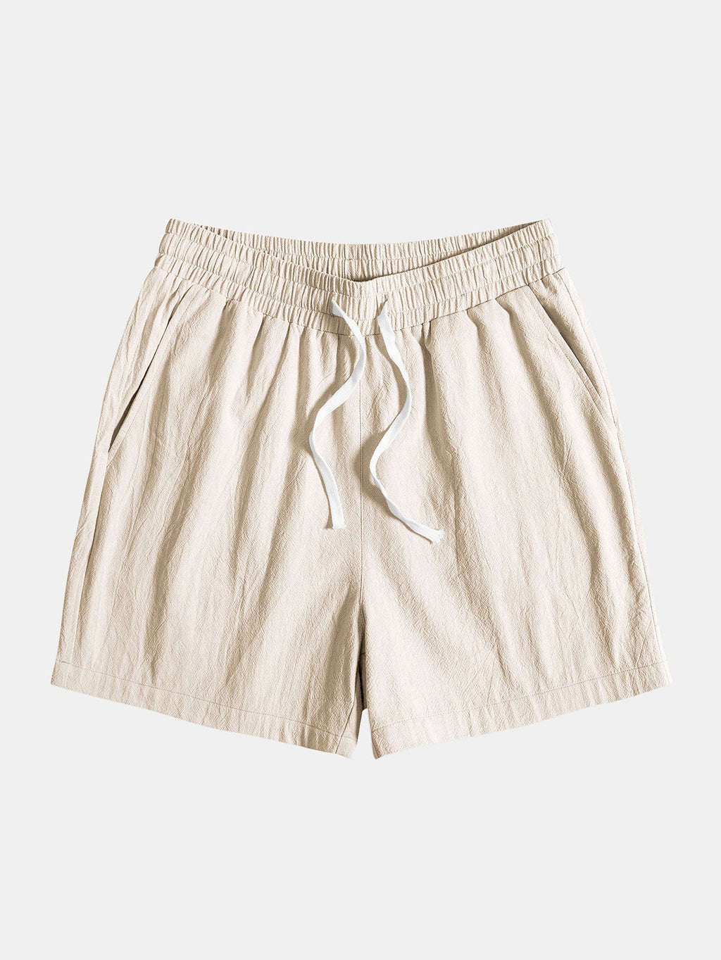 Pantalones cortos de algodón con cintura elástica y cordón, beige claro