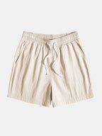 Pantalones cortos de algodón con cintura elástica y cordón, beige claro