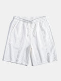 Pantalón corto Capri blanco con cintura elástica y cordón, tejido con relieve