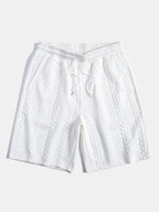 Pantalón corto Capri blanco con cintura elástica y cordón, tejido con relieve