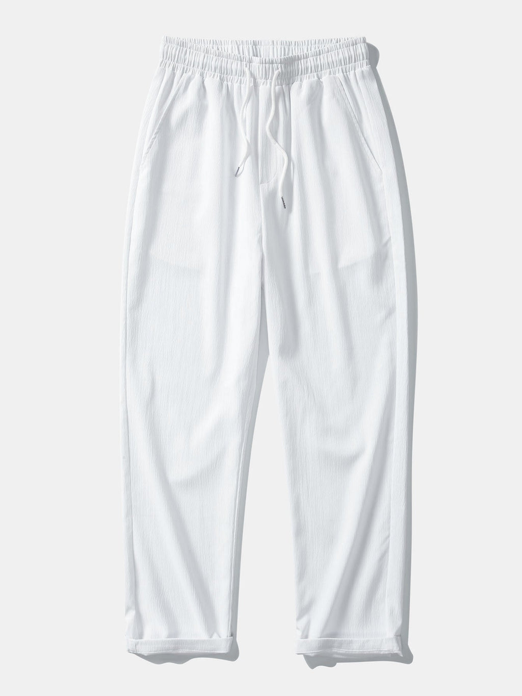 Pantalón recto blanco con cintura elástica y cordón
