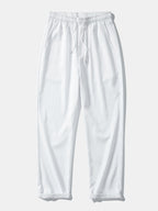 Pantalón recto blanco con cintura elástica y cordón