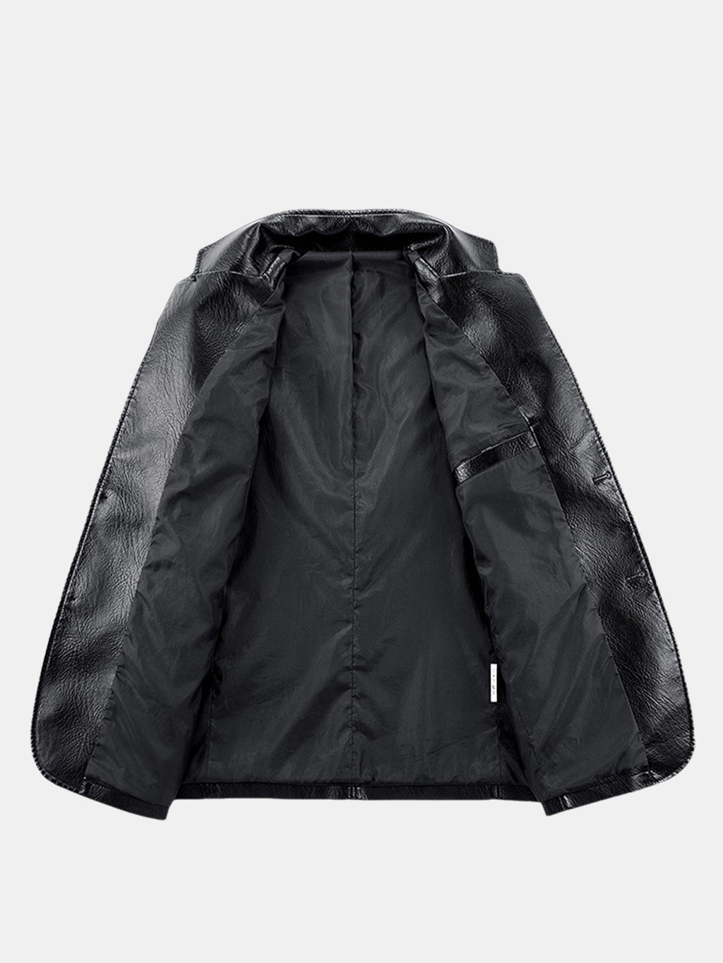 Blazer de efecto piel negro con forro visible en la parte interior de la espalda