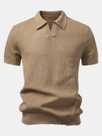 Polo Amalfi de punto color beige con cuello y tapeta lisa