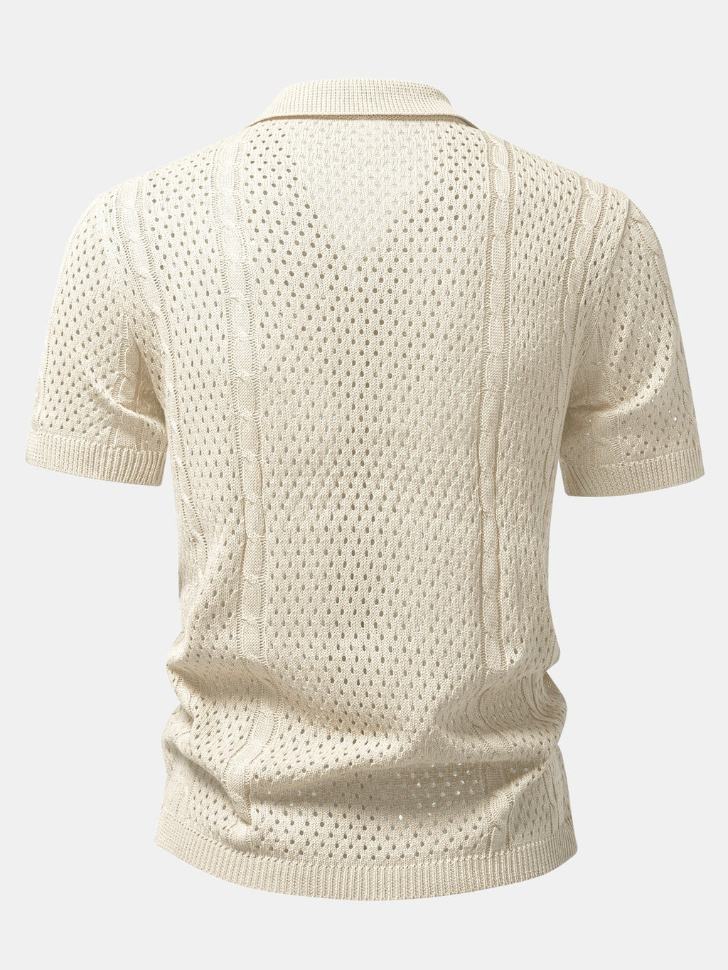 Camisa Marbella beige de punto calado, vista trasera