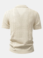 Camisa Marbella beige de punto calado, vista trasera