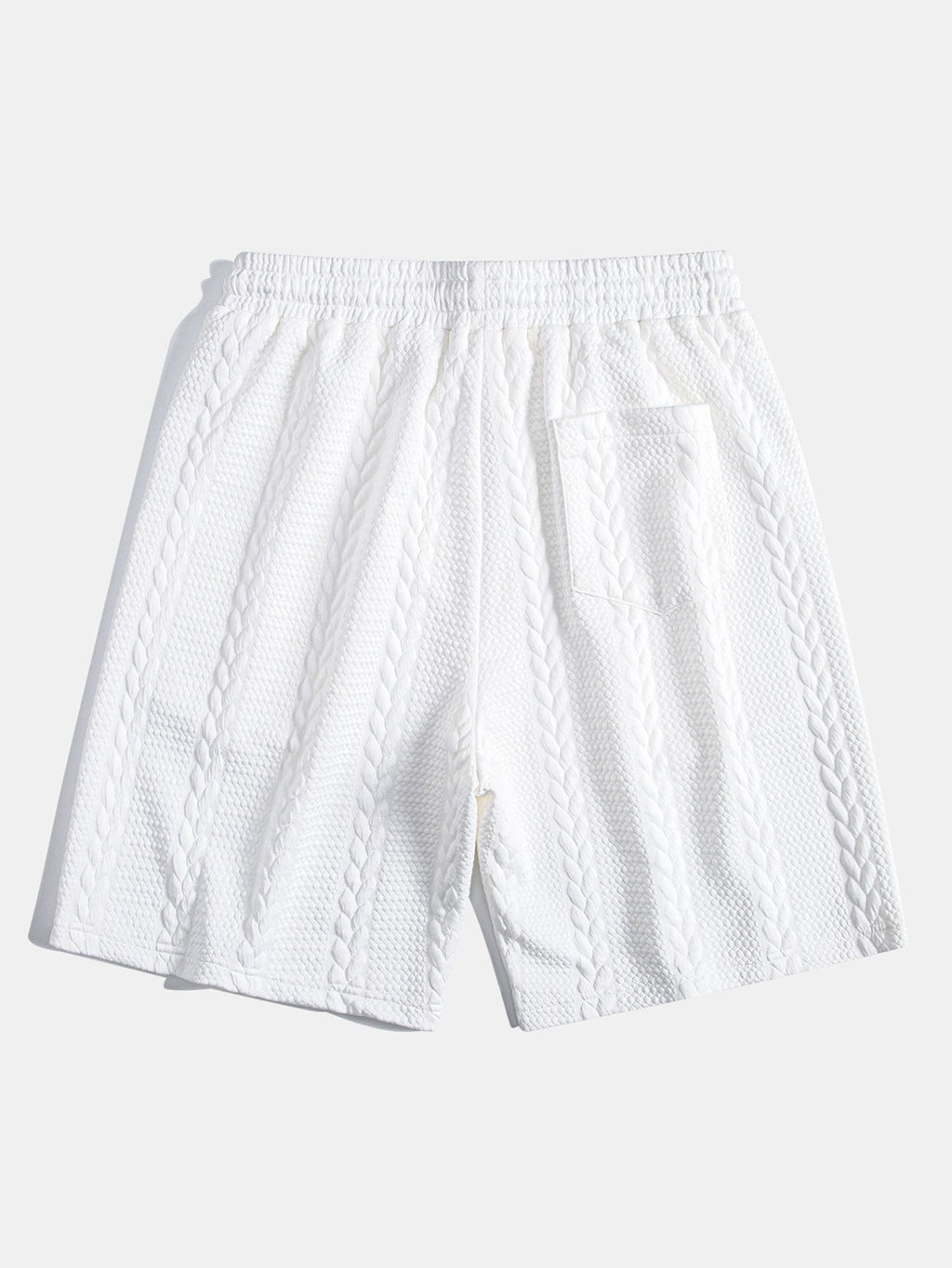 Pantalón corto Capri blanco con cintura elástica, cordón y textura en relieve