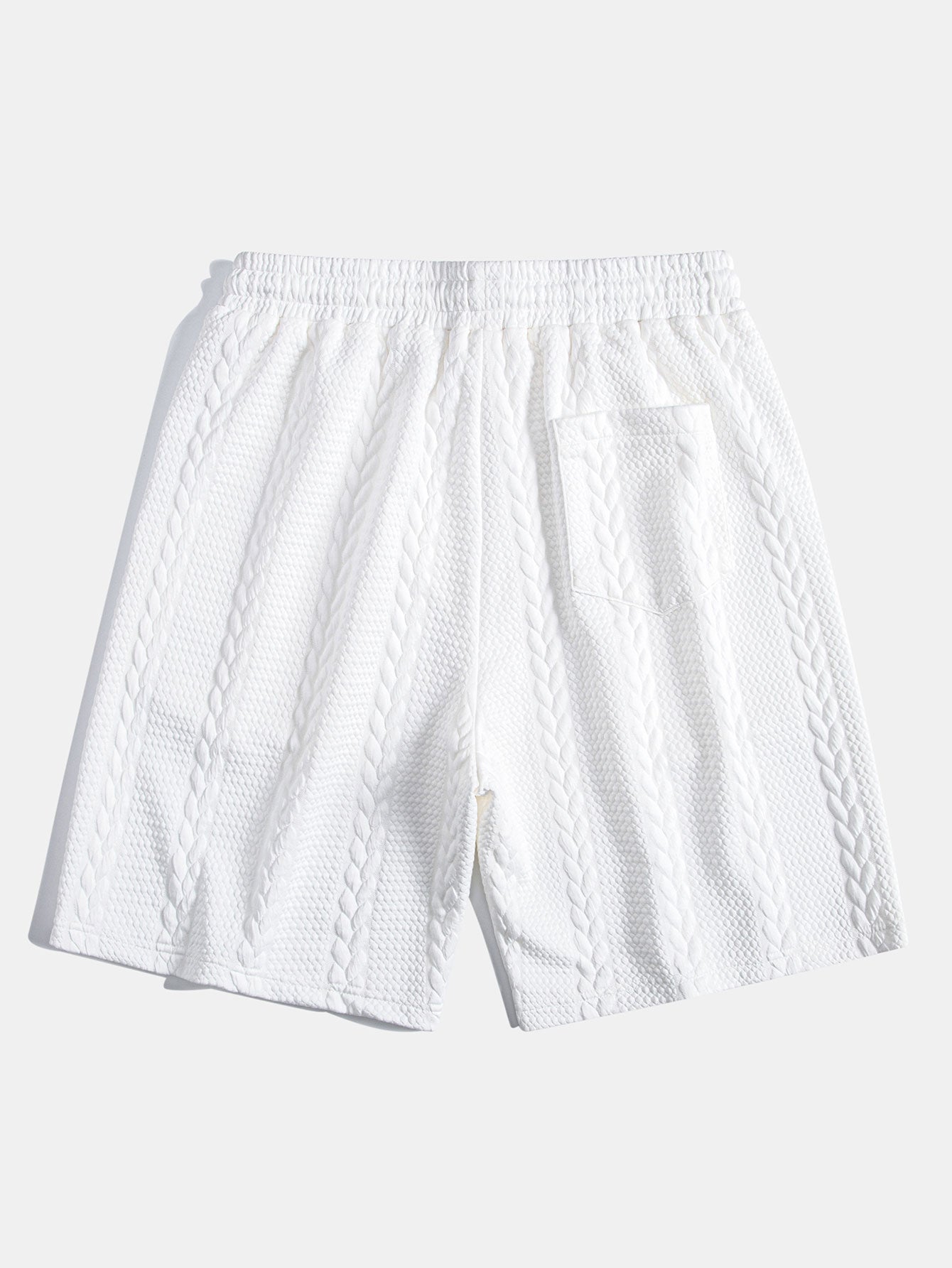 Pantalón corto Capri blanco con cintura elástica, cordón y textura en relieve