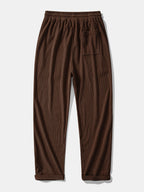 Pantalón recto de pana Terra marrón, bolsillos laterales y dobladillo con puño