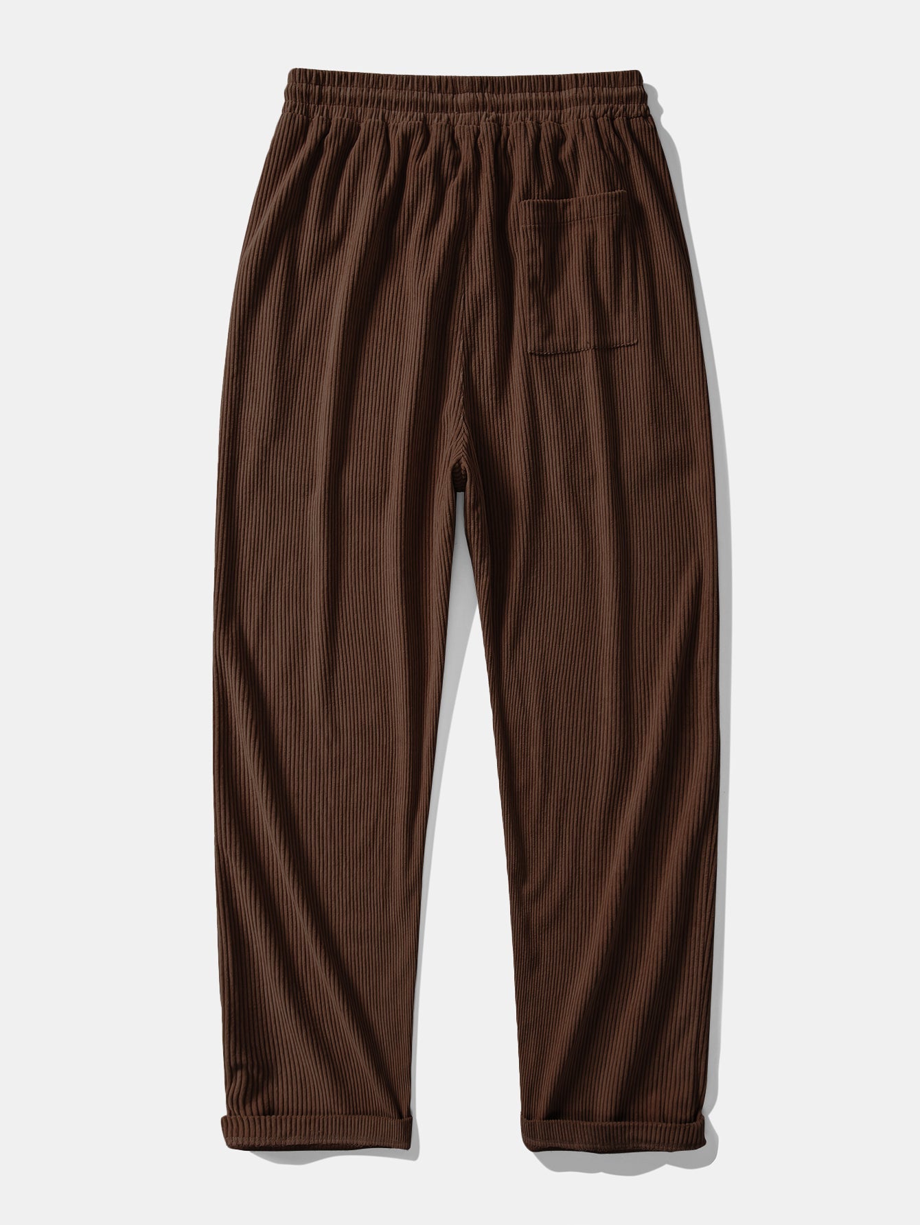 Pantalón recto de pana Terra marrón, bolsillos laterales y dobladillo con puño