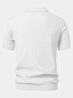 Polo Portofino blanco de manga corta, vista trasera con bajo y puños acanalados
