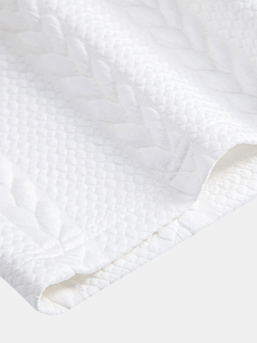 Tela blanca del pantalón corto Capri con textura tipo relieve y patrón