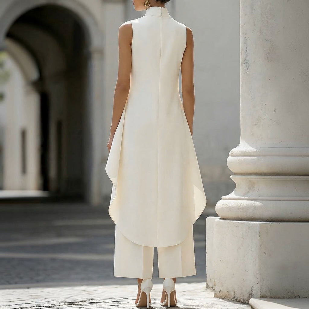 Valentina | Mono Elegante con Top de Cuello Alto Drapeado