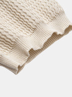 Polo Portofino de punto beige de manga corta, puño acanalado