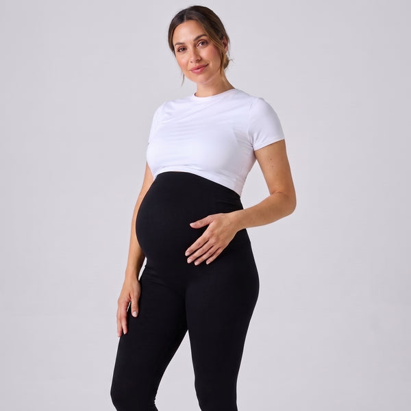 Leggings de embarazo negros, cintura alta elástica y ajuste ceñido
