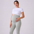 Leggings de embarazo grises, cintura alta elástica y ajuste ceñido