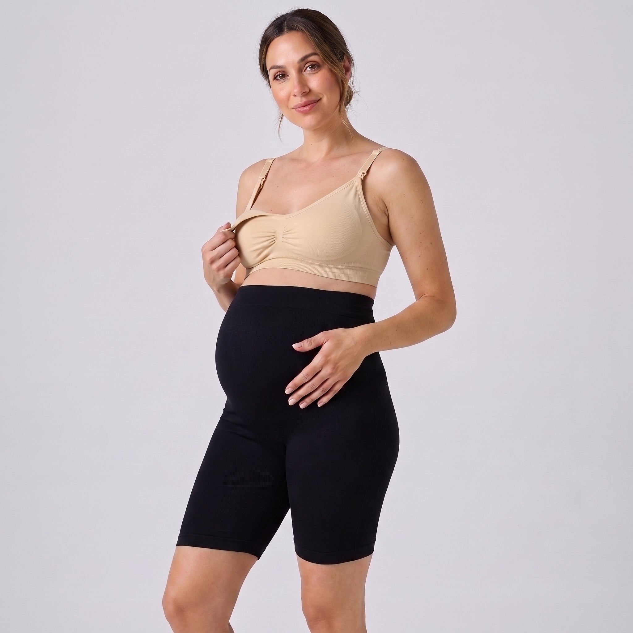 Sujetador de lactancia beige con tirantes ajustables