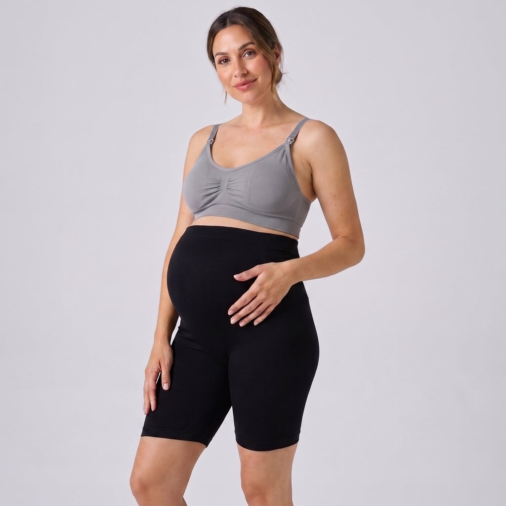 Sujetador de lactancia gris con tirantes ajustables