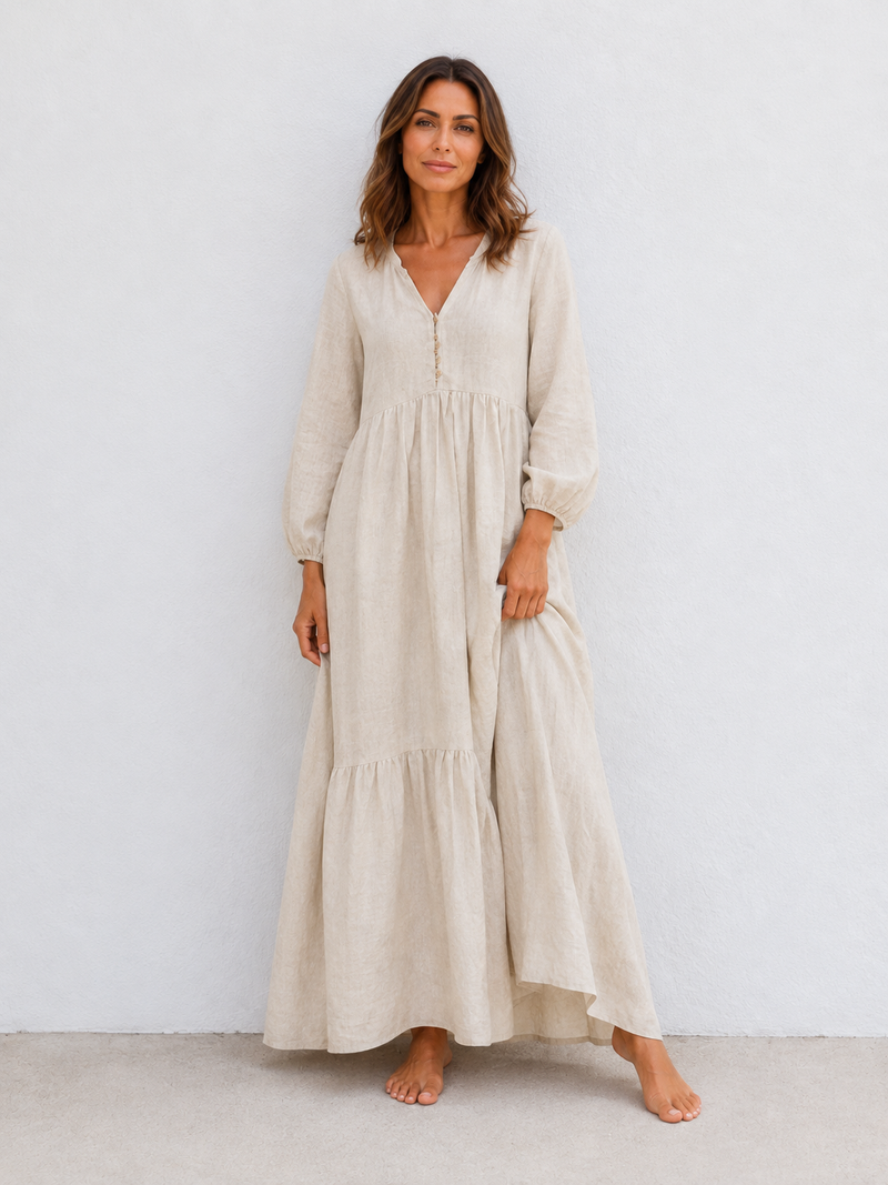 Vestido Boho Botones y Abertura