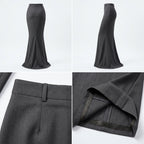 Falda maxi gris entallada tipo sirena con cintura y dobladillo