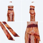 Vestido de satén tie-dye con escote palabra de honor y lazos laterales