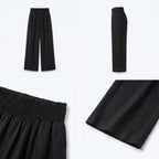 Pantalón fluido negro con cintura elástica y pierna amplia
