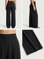 Pantalón sastre Siena negro de pierna recta y cintura con trabillas