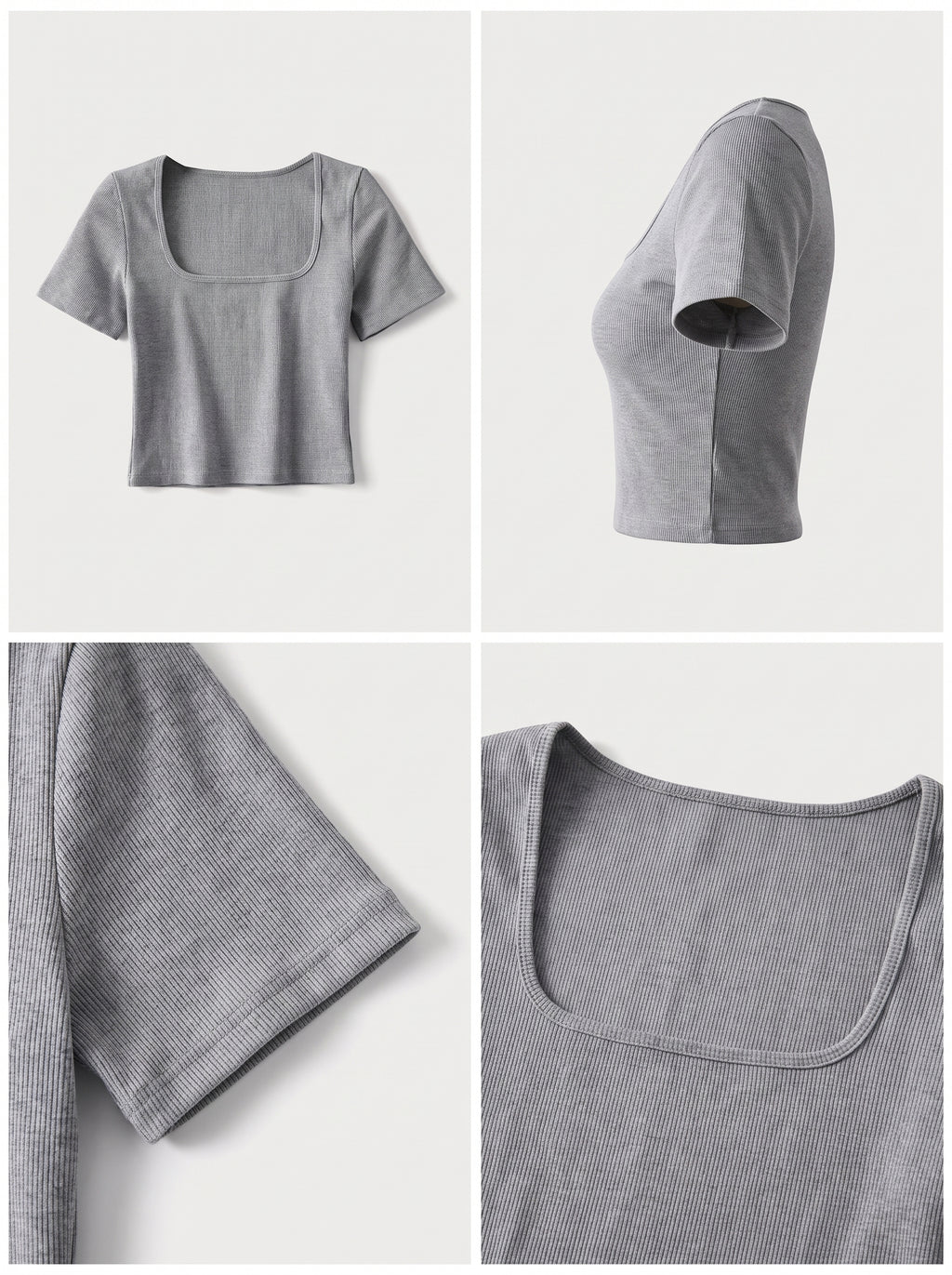 Top moldeador Cápsula gris oscuro, manga corta y cuello cuadrado